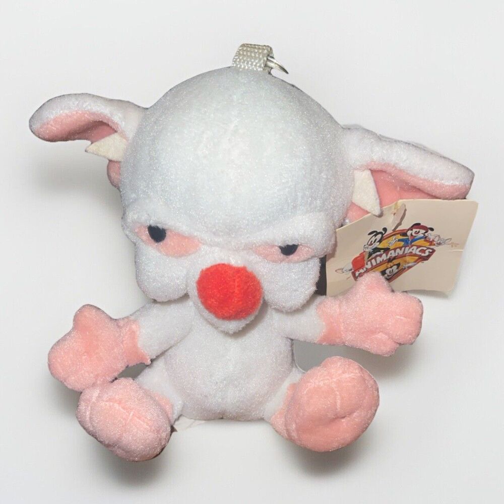 1990s Animaniacs Pinky & the Brain Plush Keychain By Jaclyn Inc.